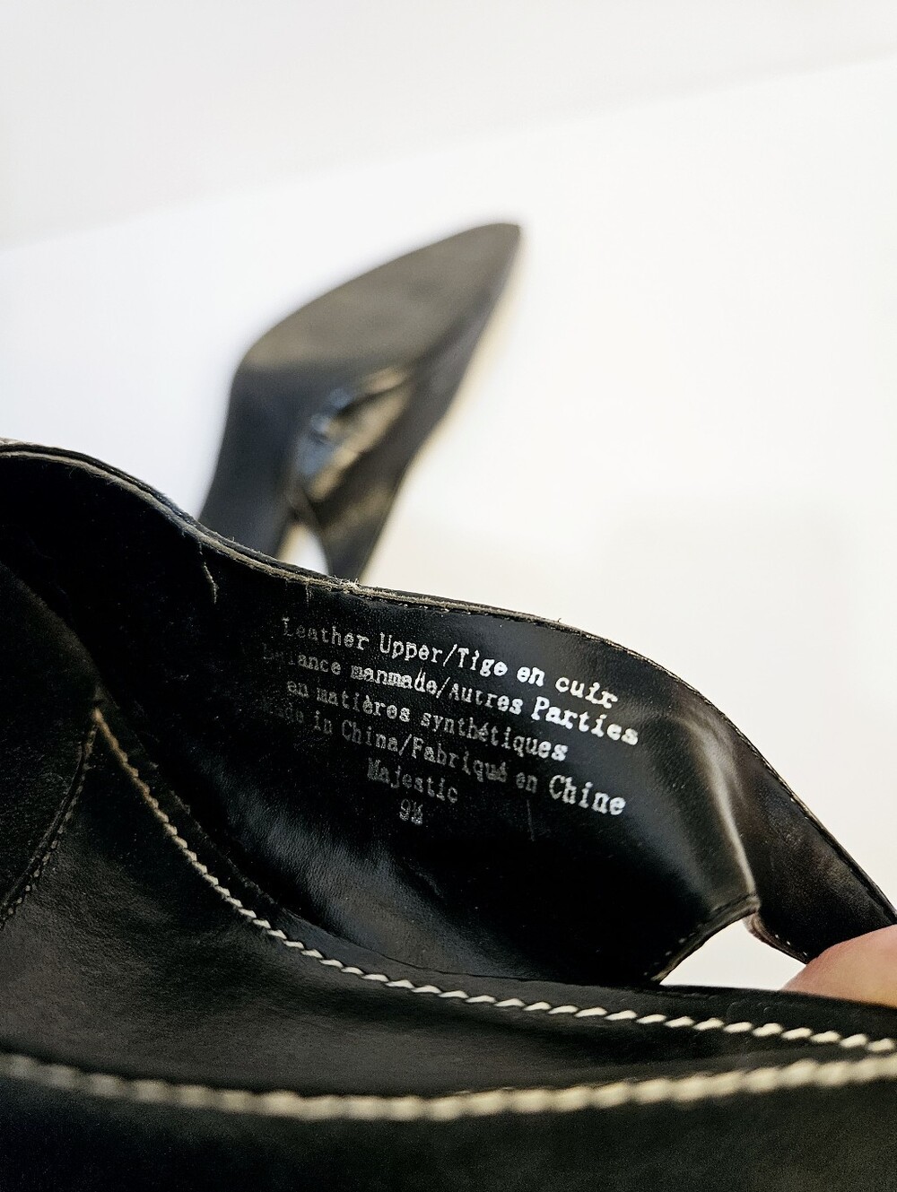 Vintage Y2K Karen Scott Slingback Heels Size 9.5 Black Leather White Stitch EUC - Picture 8 of 8